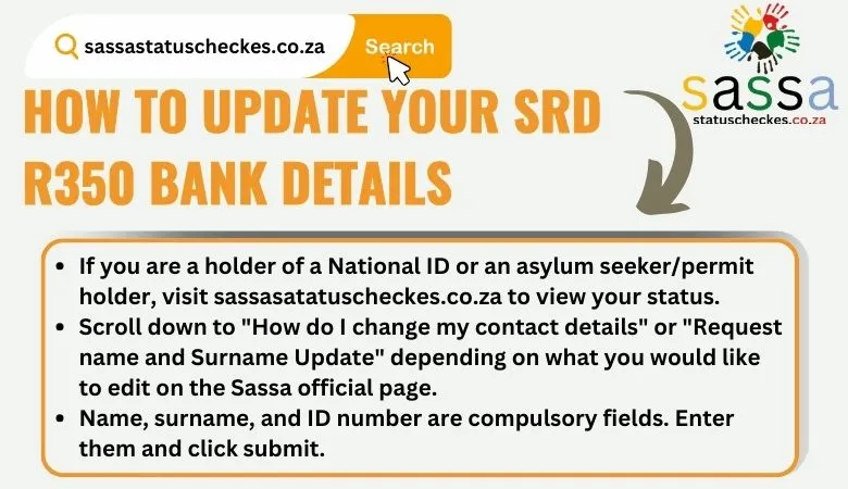 change Sassa SRD Banking details 