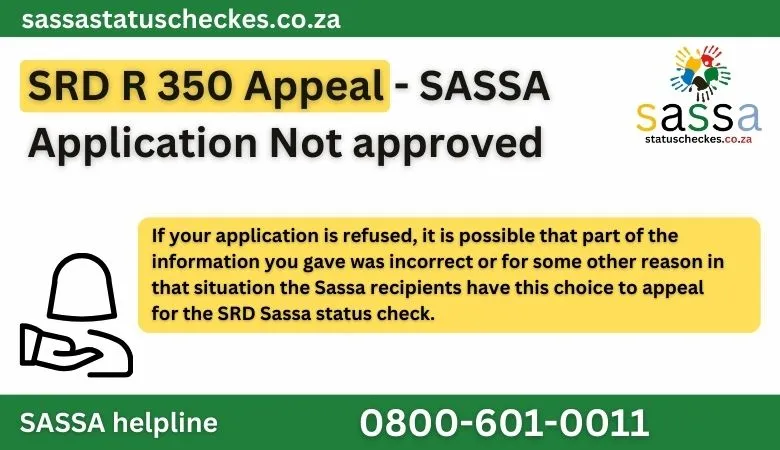 SRD Appeal for SASSA status check Online